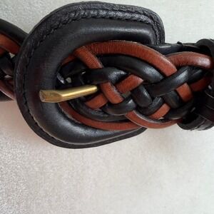 Vintage L.L. Bean Braided Belt Womens 30 Black Brown